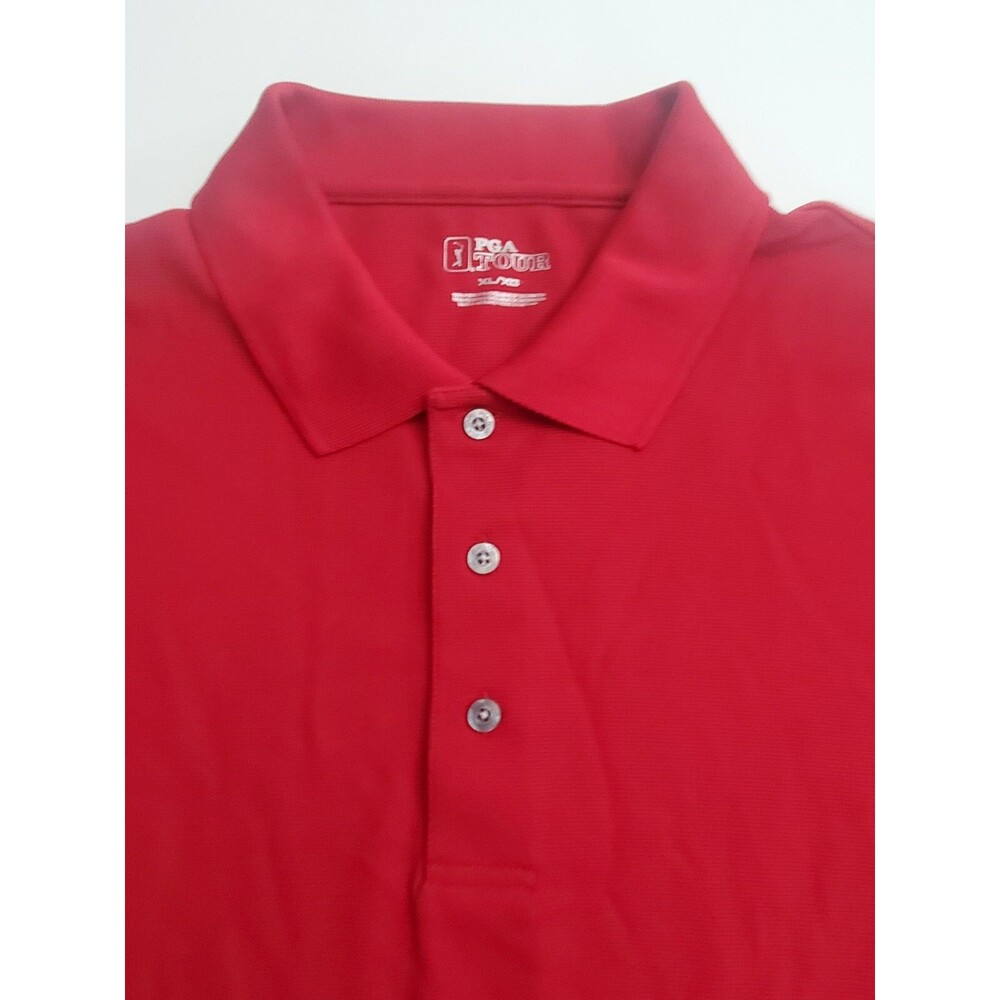 PGA‎ Tour Men's Short Sleeve Polo Golf Shirt, Red, XL
